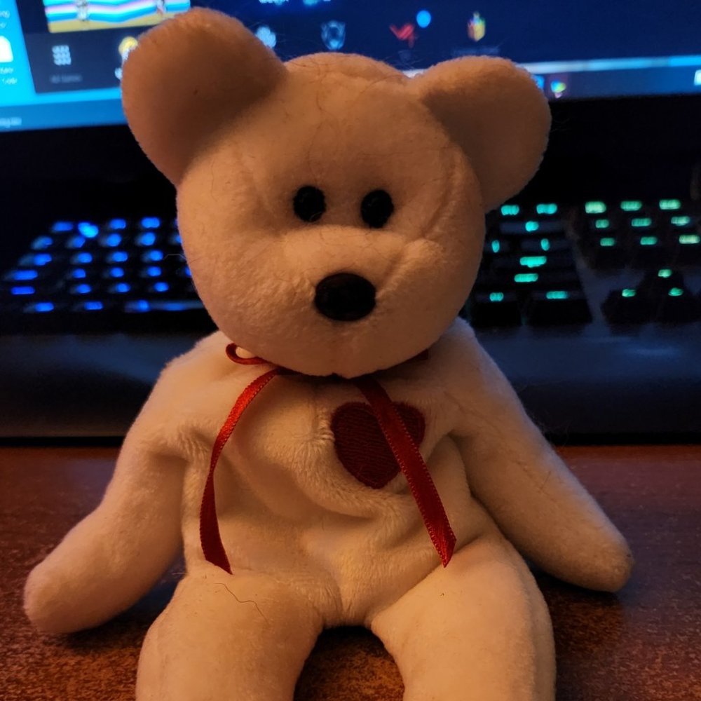 Great Condition! Rare Ty Beanie Babies Valentino The Bear. 1993 Year, Brown Nose